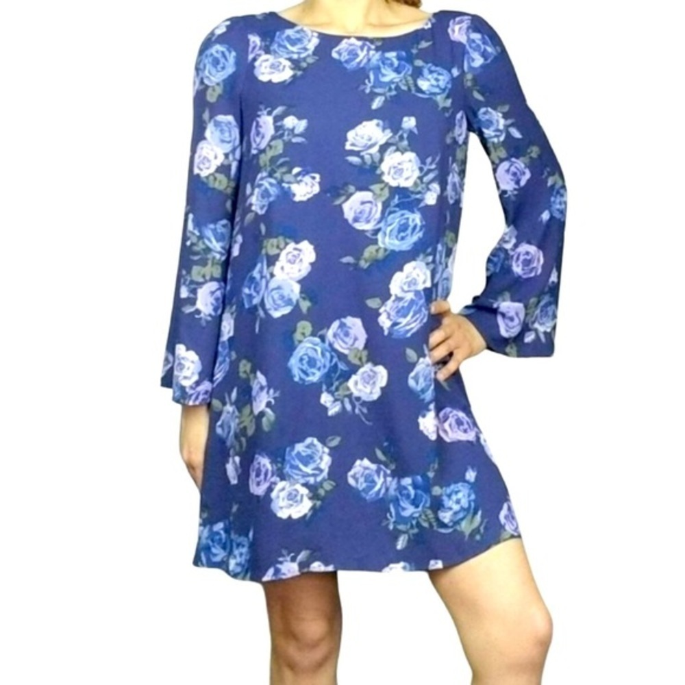 BELLE BADGLEY MISCHKA FLORAL BLUE DRESS 8